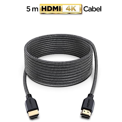 PowerBear 4K HDMI Cable 15 ft | Long Hdmi Cable, Braided Nylon & Gold Connectors, 4K @ 60Hz, Ultra HD, 2K, 1080P, ARC & CL3 Rated | for Laptop, Monitor, PS5, PS4, Xbox One, Fire TV, & More - size: 15ft