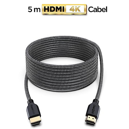 PowerBear 4K HDMI Cable 15 ft | Long Hdmi Cable, Braided Nylon & Gold Connectors, 4K @ 60Hz, Ultra HD, 2K, 1080P, ARC & CL3 Rated | for Laptop, Monitor, PS5, PS4, Xbox One, Fire TV, & More - size: 15ft