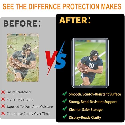320 PCS Card Sleeves, Premium Plastic Top Loaders for Sports Cards | 3"X4" Card Protectors, Baseball Card Sleeves, Hard Plastic Card Holder for Trading Sports Football Game Cards - size: 110 Clear Hard Sleeves + 200 Soft Sleeves