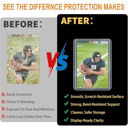 320 PCS Card Sleeves, Premium Plastic Top Loaders for Sports Cards | 3"X4" Card Protectors, Baseball Card Sleeves, Hard Plastic Card Holder for Trading Sports Football Game Cards - size: 110 Clear Hard Sleeves + 200 Soft Sleeves