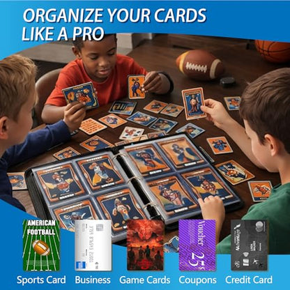 Baseball Card Binder with Sleeves, 4-Pocket Portable Card Protectors Album Holder Book with Zipper, Fits 400 Cards with 50 Removable Sleeves, Baseball Cards Display Storage Carrying Case -GYYS03 - color: Baseball-GYYS03-400 cards