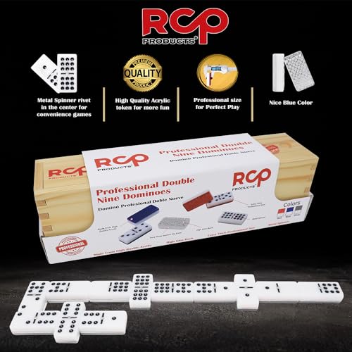 Dominos Set for Adults – Professional Double 9 Dominoes Set of 55 Tiles for Adults, Metal Spinner, Classic and Travel Board Game with Wood Case Juegos de Mesa Silver - color: Silver