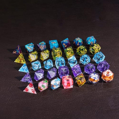 7PCS DND Dice Set,Handmade Sharp Edge Dice Set Mystery Blind Box D&D RPG Polyhedral Resin Dice,for Dungeons and Dragons TTRPG Games Roleplaying Games Pathfinder - color: Mystery Dice