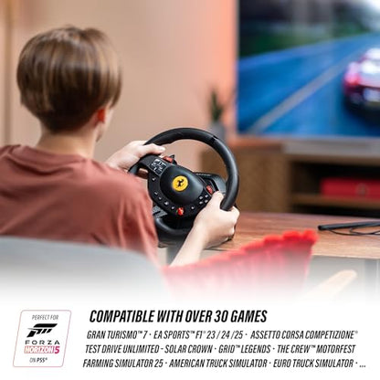 Thrustmaster T98 P Ferrari Licensed Racing Wheel & Pedal Set - PS5 & PC | 240-degree rotation, bungee-cord resistance, paddle shifters, 3 driving modes, Hall-Effect sensors, tool-free desk clamp - style: Playstation 5/4 | PC