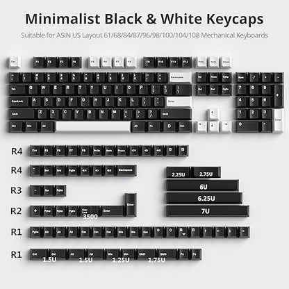 GTSP 168-keys PBT Keycaps Cherry Profile 75 Percent with 6U 7U Spacebar for US Layout Cherry MX Switch Mechanical Gaming Keyboard (WOB) - color: WOB
