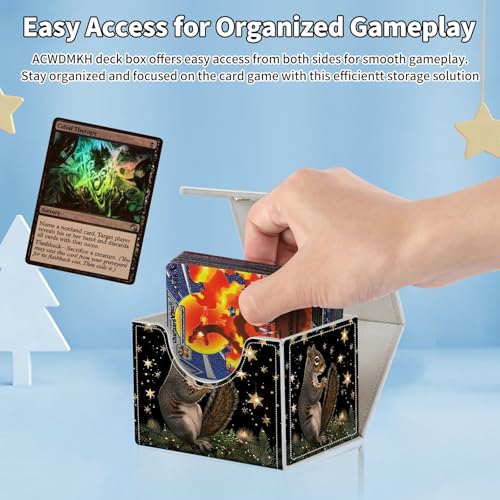 for MTG Commander Deck Box,Card Deck Box for Trading Yugioh MTG,Fits 100 Double Sleeved Cards,PU Leather Strong Magnet Case for Magic Commander TCG CCG,Cute Squirrel Star - color: Cute Squirrel Star