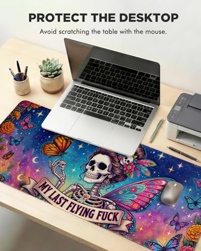 Mouse Pad, Desk Mat, 31.5x11.8in Large Mousepad | Desk Pad with Stitched Edge & Rubber Non-Slip Bottom, Gaming Mouse Pad, Mousepad for Home, Office, Butterfly Skeleton - color: Butterfly Skeleton