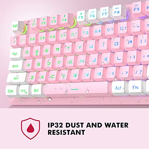 NPET K10 Wired Gaming Keyboard, RGB Backlit, Spill-Resistant Design, Multimedia Keys, Quiet Silent USB Membrane Keyboard for Desktop, Computer, PC（Lotus）