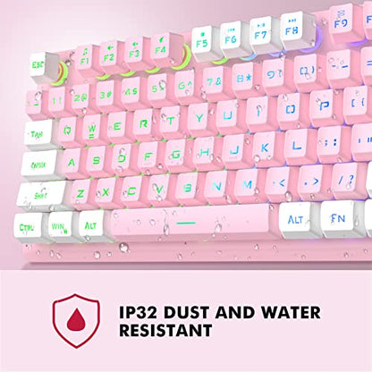 NPET K10 Wired Gaming Keyboard, RGB Backlit, Spill-Resistant Design, Multimedia Keys, Quiet Silent USB Membrane Keyboard for Desktop, Computer, PC（Lotus）
