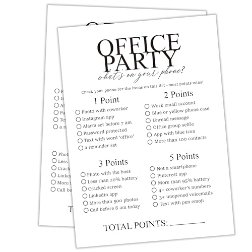 Tuyashua Office Party What's On Your Phone Games, Work Party Games, Team Building Group Office Game, Work Happy Hour Idea, Great for Coworker or Adult Trivia Game, Set of 30 Cards - OP07