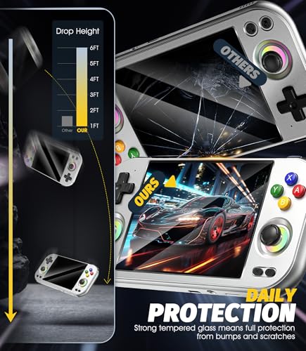 Orzero (3 Pack) Tempered Glass Screen Protector Compatible for ANBERNIC RG477MV Handheld Game Console, 9H High Definition Anti-Scratch Bubble-Free - size: ANBERNIC RG477MV