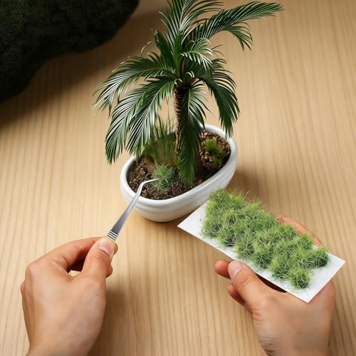 20 Pcs Static Grass, Miniature Diorama Supplies, DIY Diorama Grass, Model Train Scenery for Trains, Railways, Sand Table Scenes, War Terrain (Autumn Green)