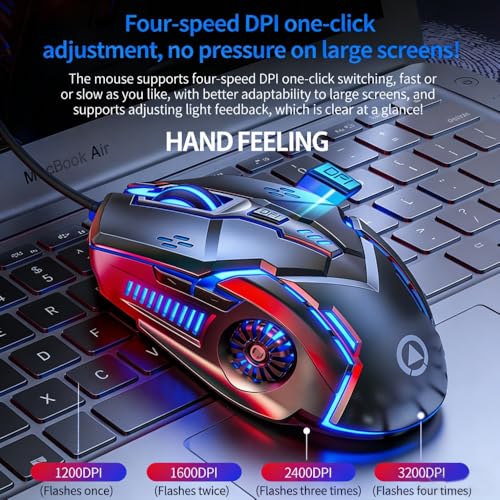 Ergonomic Esports Wired Mouse RGB Glowing Light Multi-Gear DPI Adjustable Lightweight Gaming Mice Compatible with Desktop Laptop Notebook White Audio Version - color: White, size: Audio version
