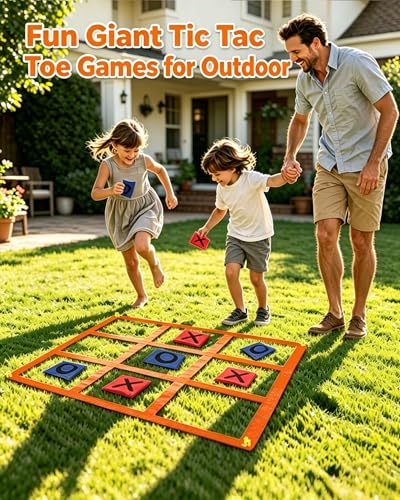 2-in-1 Outdoor Giant Tic Tac Toe Bean Bag Toss Games, Tic Tac Toe Ball Toss Game and Dart Board Games with Sticky Balls for Kids Adults Large Lawn Carnival Yard Birthday Family Outside Party Games - size: D+GT-42