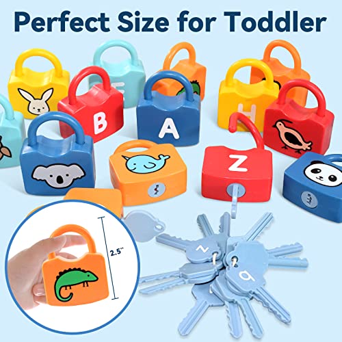 Alphabet Learning Toys, Lock and Key Toddler Toy for Ages 2-4, Preschool Learning Activities, Kindergarten Classroom Must Haves, ABC Montessori Toys for 3 Year Old