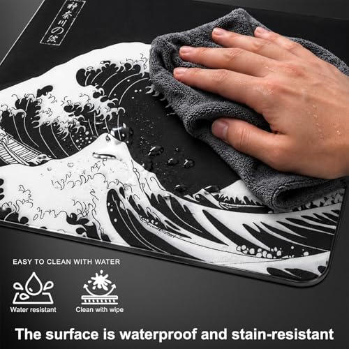 Glass Mousepad, Hard Surface Gaming Mouse Pads, Mousepad Gaming, Glasspad | Glass Pad, Professional Esport Tempered Glass Mouse Pad, Hard Mouse Pad for Bed, 11.8"×9.8" computer mat - color: Kanagawa Waves 1