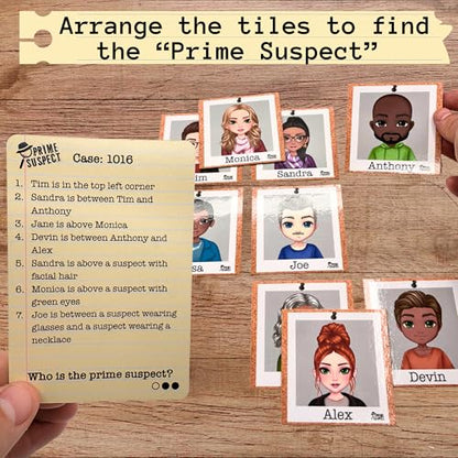 Prime Suspect Logic Game with 45 Case Cards | Single Player or Group Play | Ages 8+ | Compact Brain Teaser Game | Detective Game (Prime Suspect: Original)