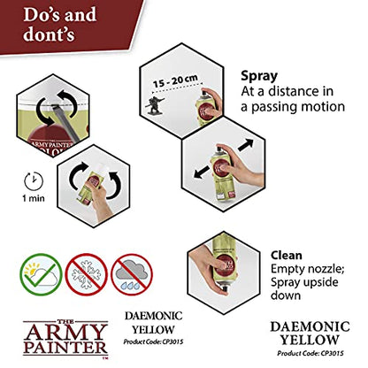 The Army Painter, Colour Primer Daemonic Yellow, 400 ml spray acrilico | Primer giallo demoniaco per dipingere miniature Warhammer e Dungeons and Dragons - color: Daemonic Yellow