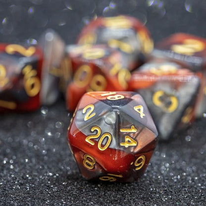 Sage’s Portal Stones DND Dice Set Acrylic Opaque 7-PC Polyhedral DND Dice Set for Dungeons and Dragons D&D Sage’s Cantrips RPG Tabletop TTRPG (Copper/Mica/Gold) - color: Copper/Mica/Gold