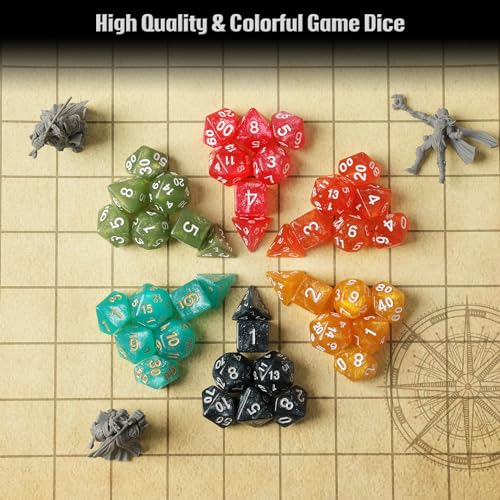 Grajar D&D Dice Set with Characters Pattern Dice Pouches, 42 Pcs polyhedral dice Set, PU Leather and Velvet dice Tray for Dungeons and Dragons D&D RPG MTG Table Games Nebula - style: Role 2 - Rebula