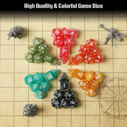 Grajar D&D Dice Set with Characters Pattern Dice Pouches, 42 Pcs polyhedral dice Set, PU Leather and Velvet dice Tray for Dungeons and Dragons D&D RPG MTG Table Games Nebula - style: Role 2 - Rebula