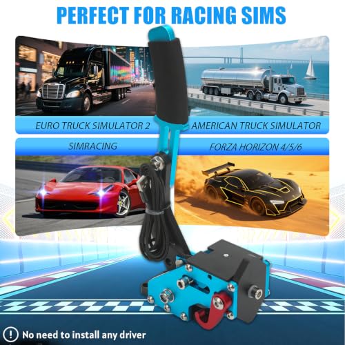 RYLNOK 64bit PC USB Handbrake Upgrade Sim Racing Gamges Handbrake For Logitech G25 G27 G29 G920 T500 T300 2m Nylon Wire Reinforced Spring Blue And Clamp Simulate [windows] - color: Blue