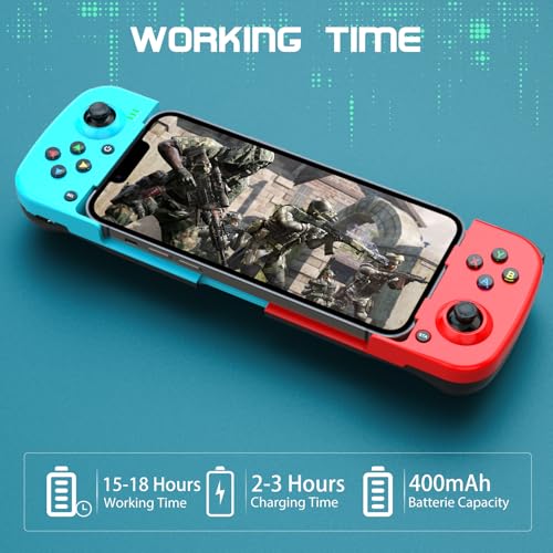 Joso Phone Controller for iPhone/Android Support Phone Case, Mobile Gaming Controller with Ergonomic Design - Wireless Gamepad for Cloud Gaming & PS Remote Play - color: Blue+Red