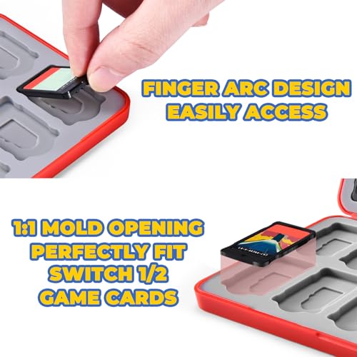 FUNLAB Switch 2 Game Card Case for Nintendo Switch 2/OLED Games & Micro SD Cards, Switch Game Card Holder with 24 Game Card Storage Cute - Red
