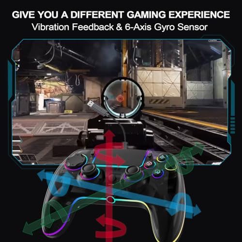 RGB Wired Game Controller for PlayStation 5 Replacement Gamepad with Hall Effect Trigger for PS-5 & Windows PC Double Vibration Motion Sensing Joystick Remote Joypad with Turbo,Macro Mapping (Black) - color: Black