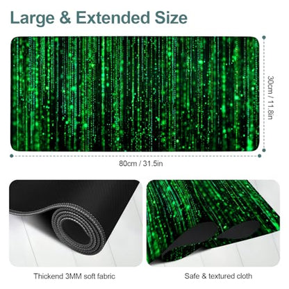 Matrix Code Extended Gaming Mouse Pad 31.5"x11.8" Mousepad, Large Desk Pad Desk Mat for Gaming & Office, Non-Slip Rubber Base - color: 41, size: 31.5" x 11.8"