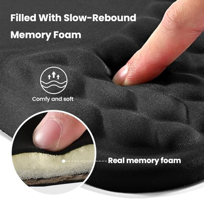 EooCoo Massage Ergonomic Mouse Pad with Dual-Slope Design Wrist Rest | Carpal Tunnel Relief, Memory Foam Wrist Rest, Non-Slip PU Base, Office Desk Accessories - color: Midnight Black