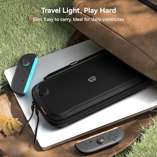 Slim Switch 2 Carrying Case, Protective Hard Shell Case with 12 Game Card Slots, Portable Lightweight Travel Case for Switch 2 with Military-Grade Protection, Soft Inner Screen Cover, Tactical Style