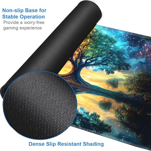 for MTG Game Playmat - 24 x 14 inches with Dices and Storage Bags, Non-Slip Base for TCG and Board Game Card Mats, Trading Card Games Mat, Rainbow Tree of Life Pattern Collectible Card Playmats - color: Jv-playmat-p7-1-h218
