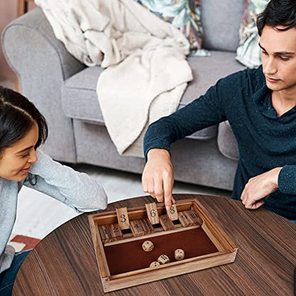 Glintoper Shut The Box & 4 in a Row Tables Game Set, Classic Wood Dice Game with Numbers & Line Up 4 Game for Kids Family, Living Room Rustic Coffee Table Decor, Travel Game Strategy Board Games - style: Shut The Box & 4 in a Row