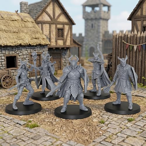 AUSPDICE Fantasy Human Miniatures28mm Dungeon Masters RPG Gift AS1002 | Unpainted Tabletop RPG Miniature Game Figures Set of 5pcs 1:56 Scale Minis Figurine Pack Great