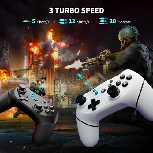 AceGamer Wireless Controller for Switch/Switch 2/Lite/Oled/Windows PC, Bluetooth Controller - color: Black&White