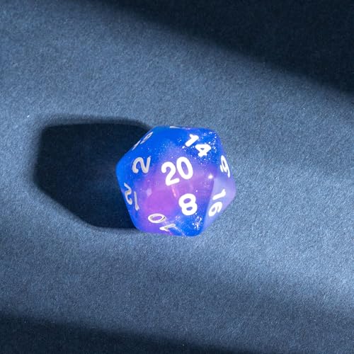 7-Die DND Dice Set Polyhedral Dice Set with a Leather Dice Bag, D&D Dice Set for RPG Table Games (Purple & Blue) - color: Transparent Purple Blue