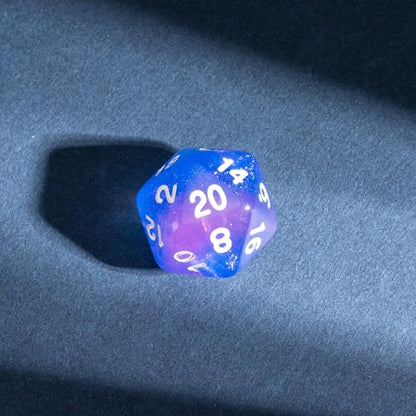 7-Die DND Dice Set Polyhedral Dice Set with a Leather Dice Bag, D&D Dice Set for RPG Table Games (Purple & Blue) - color: Transparent Purple Blue