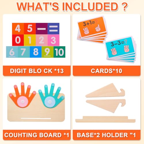Montessori Toys for 3-5 Year Old, Educational Math Manipulatives Learning Toys for Toddlers 3-5 Years, Number Counting Blocks for Kids, Homeschool Kindergarten Supplies Boys Girls Birthday Gifts