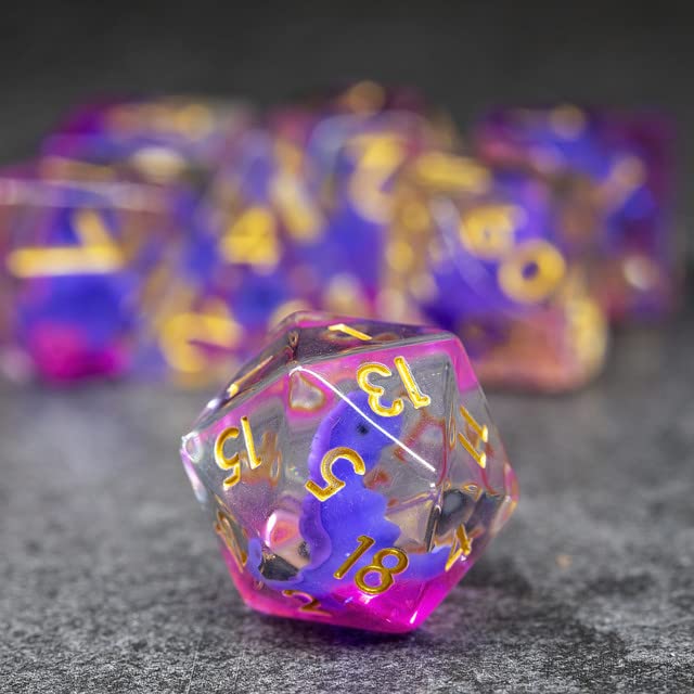 Sage's Portal Animal Familiars Resin DND Dice Set Polyhedral Dice Set for Dungeons and Dragons RPG Pathfinder Tabletop TTRPG (Baby Purple Dragon) - color: Baby Purple Dragon