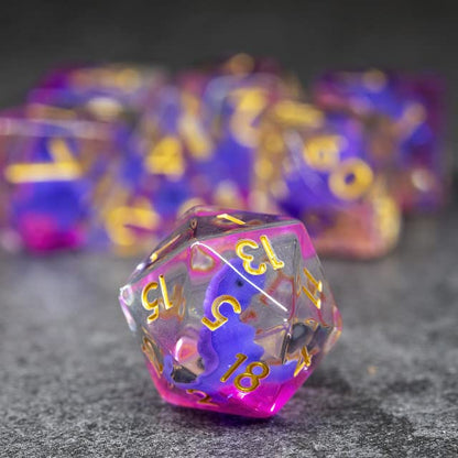 Sage's Portal Animal Familiars Resin DND Dice Set Polyhedral Dice Set for Dungeons and Dragons RPG Pathfinder Tabletop TTRPG (Baby Purple Dragon) - color: Baby Purple Dragon