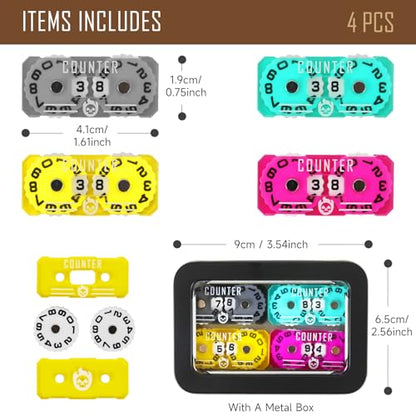 4Pcs MTG Life Counter Twin Digits with Metal Box, Tracker Life Counter for Board Games, Compatible with Magic the gatering Accessories RPG D&D CCG TCG Tabletop Board Games - color: C Color-4pcs