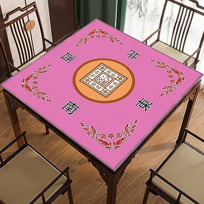 Mahjong Mat, Mahjong Table Mat for Tile Game, 31.5 in x 31.5 in Anti Slip and Noise Reduction Table Cover for Poker Card Board and Dominoes(Pink) - color: C-pink