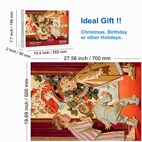 Anguis 1000 Piece Jigsaw Puzzle, Warm Christmas in Love, Cardboard Puzzles for Adults, Holiday Theme, 27.56 x 19.69 Inch, Portable, Includes 1:1 Poster, Perfect for Patience Skill Development - color: Warm Christmas in Love