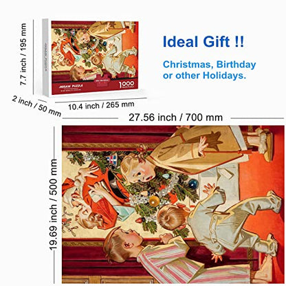 Anguis 1000 Piece Jigsaw Puzzle, Warm Christmas in Love, Cardboard Puzzles for Adults, Holiday Theme, 27.56 x 19.69 Inch, Portable, Includes 1:1 Poster, Perfect for Patience Skill Development - color: Warm Christmas in Love