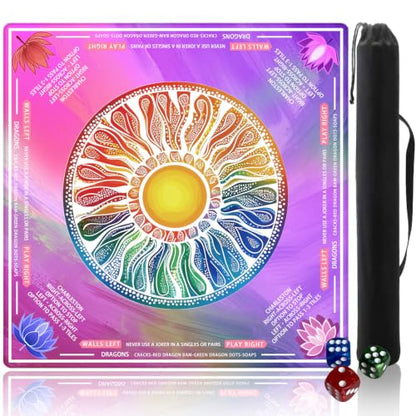 Pittera Mahjong mat for Table/31.5lnch/American Mahjong Table Cloth with Rules mats with Drawstring Bag,Noise ReductionAnti-Slip Game mat for Table,for Mahiona/PokerBoard Games/Card Games (Purple) - color: Purple Gradient
