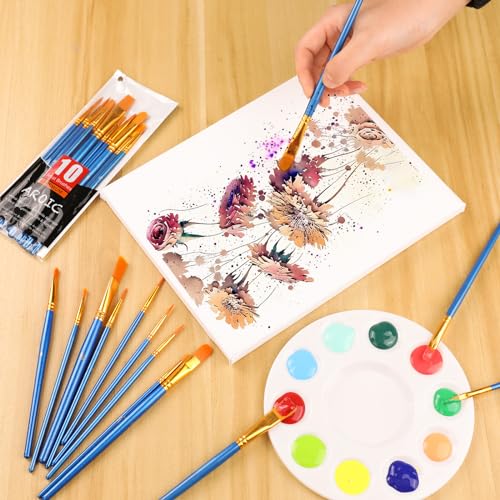 AROIC Acrylic Paint Brush Set, 12pack/120pcs Nylon Hair Paint Brushes, for Oil Painting Rock Body Painting, Artist Amateur Craft Paint Brushes Supplies, Children Adult Painting Small Paint Brush Set. - size: 120pcs