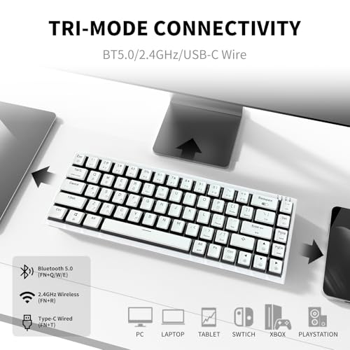 Hexgears X1 Pro Wireless Mechanica Keyboard, Tri-Mode Bluetooth/2.4G/USB-C, Hot-Swappable Linear Switch Gaming Keyboard, Mini Compact White Backlit Keyboards with Wrist Rest - White - color: Panda-X1 Pro, size: Linear