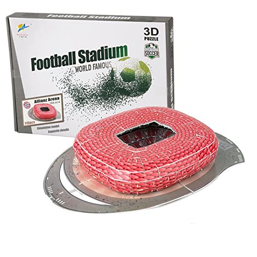 Classic Football Stadium Puzzle,3D Puzzle Soccer Club Venues,3D Paper Model Building Puzzle Kit, Soccer Stadium Souvenir Gift,Handmade Puzzle Ornaments，Cardboard Model (Allianz Arena) - color: Allianz Arena