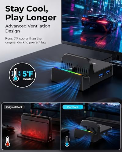 Switch 2 Dock with 60W Charger & HDMI Cable, 4K TV Docking Station for Nintendo Switch 2, All-in-One Game Accessories Set, Portable Travel Charging Stand Base, AC Adapter Power Cord